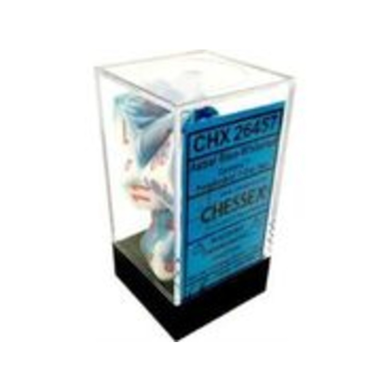 Chessex Dice - Gemini Astral Blue-White with Red - Set of 7 - CHX 26457