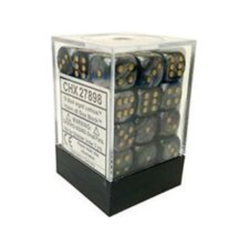 Chessex Dice - Lustrous Black with Gold - Set of 36 D6 - CHX 27898