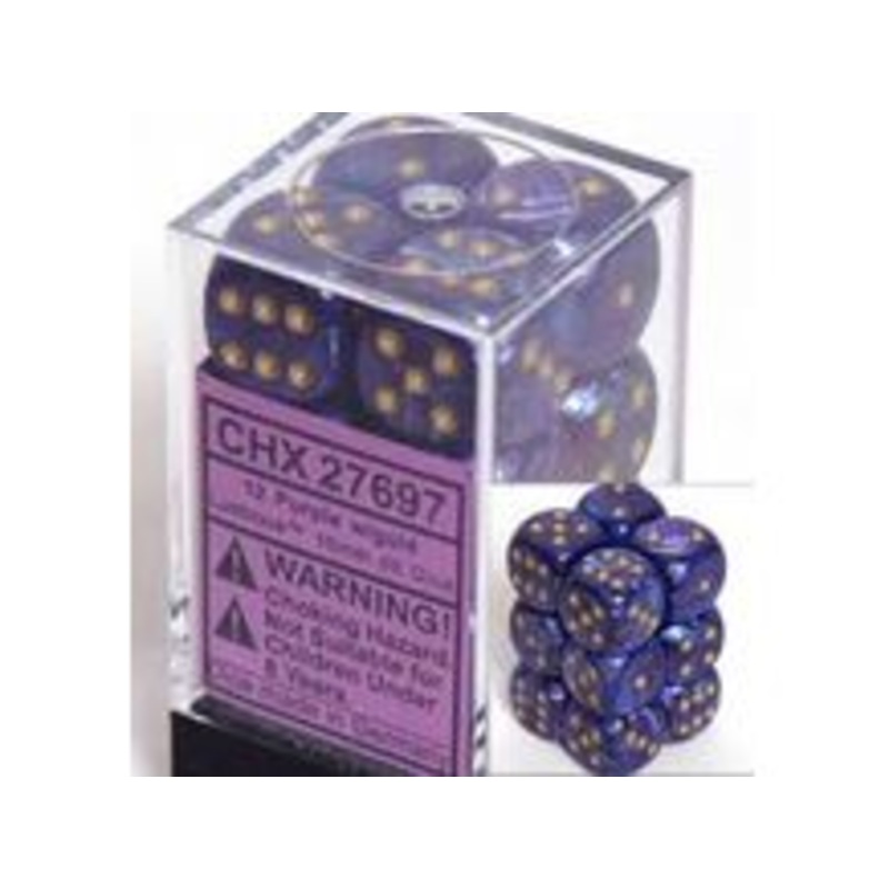 Chessex Dice - Lustrous Purple with Gold - Set of 12 - CHX 27697