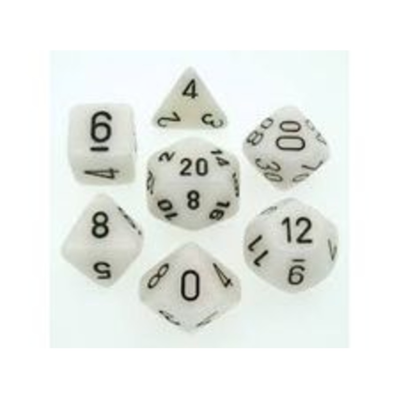Chessex Dice - Mother of Pearl White with Black - Set of 7 - CHX 27411