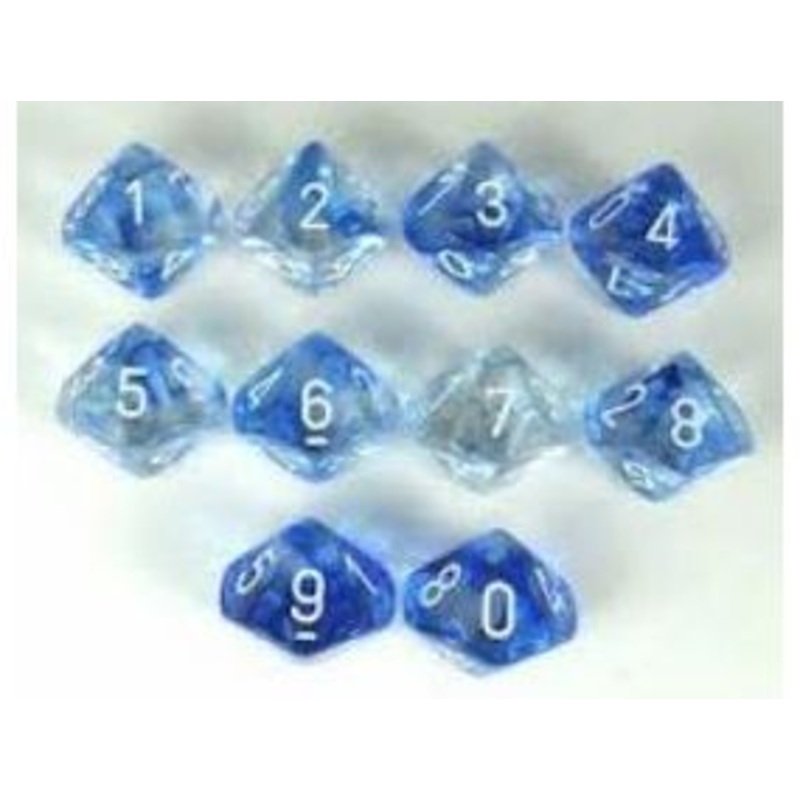 Chessex Dice - Nebula Dark Blue with White - Set of 10 D10 - CHX 27266