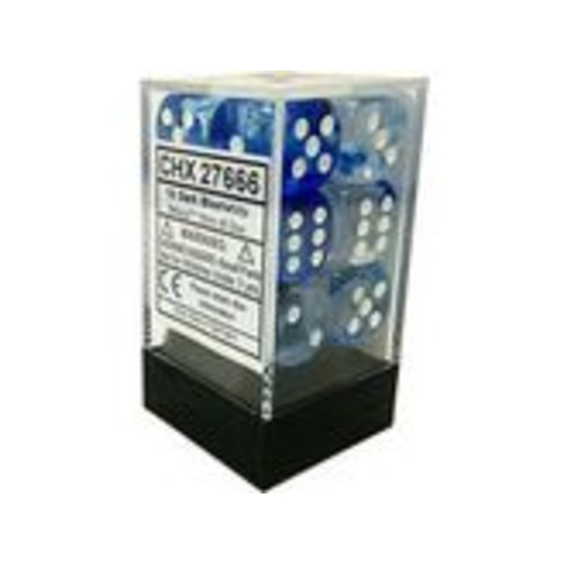 Chessex Dice - Nebula Dark Blue with White - Set of 12 D6 - CHX 27666