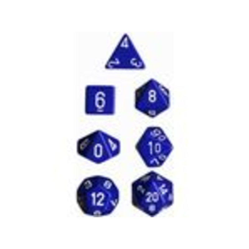 Chessex Dice - Opaque Blue with White - Set of 7 - CHX 25406