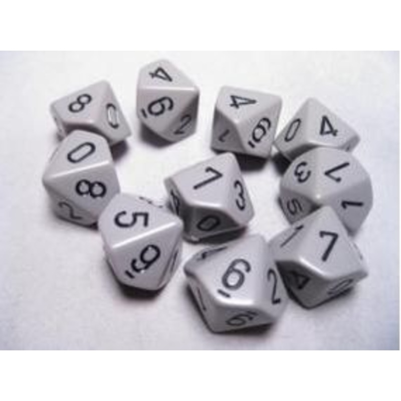 Chessex Dice - Opaque Dark Grey with Black - Set of 10 D10 - CHX 26210
