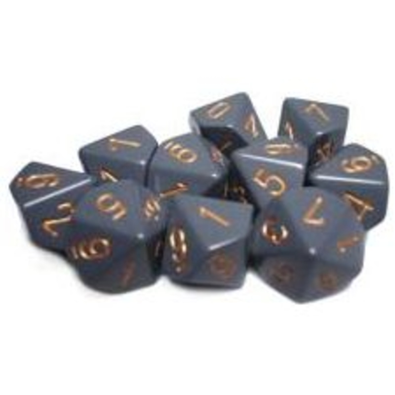 Chessex Dice - Opaque Dark Grey with Copper - Set of 7 - CHX 25420