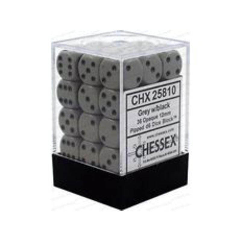 Chessex Dice - Opaque Grey with Black - Set of 36 - CHX 25810