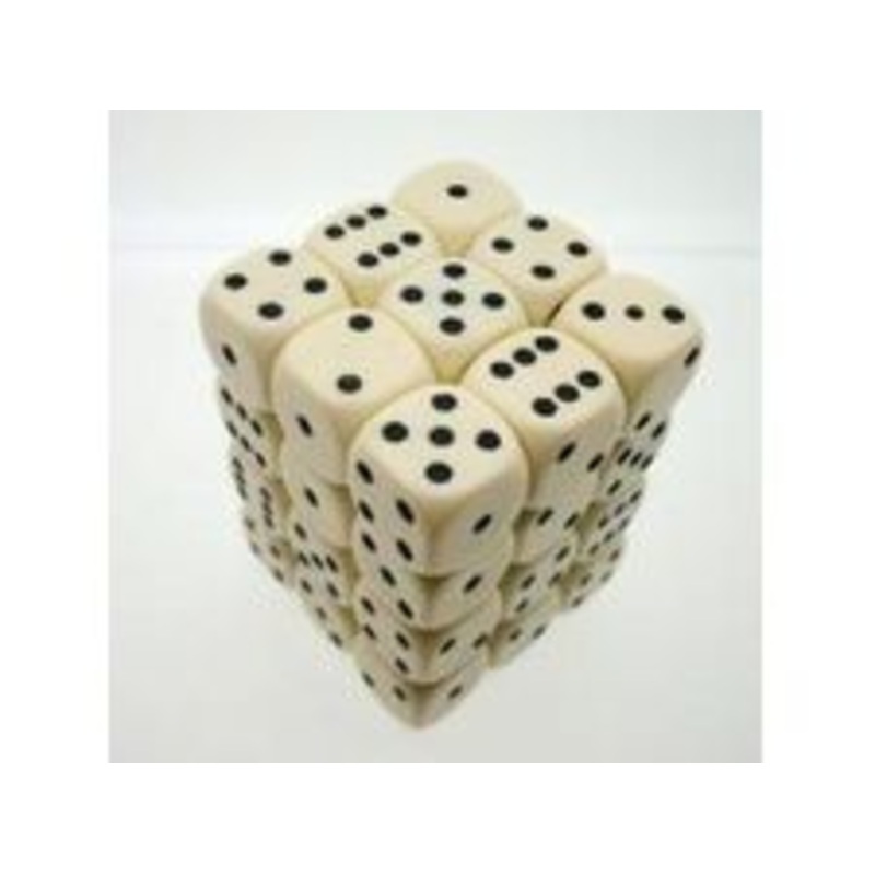 Chessex Dice - Opaque Ivory with Black - Set of 36 D6 - CHX 25800