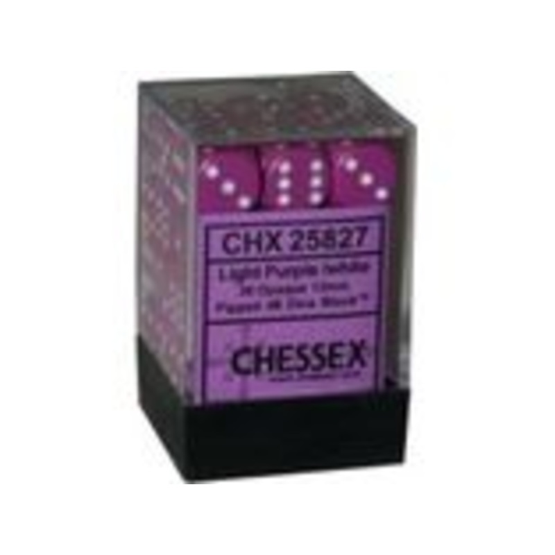 Chessex Dice - Opaque Light Purple with White - Set of 36 D6 - CHX 25827