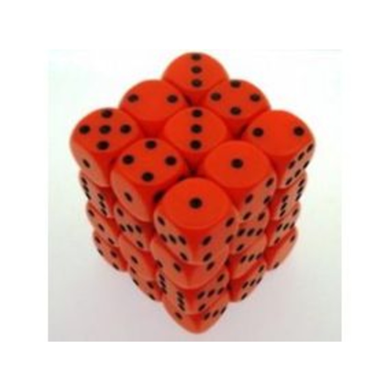 Chessex Dice - Opaque Orange with Black - Set of 36 D6 - CHX 25803