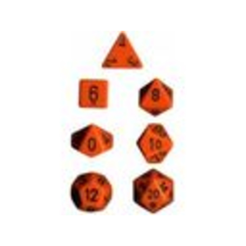 Chessex Dice - Opaque Orange with Black - Set of 7 - CHX 25403
