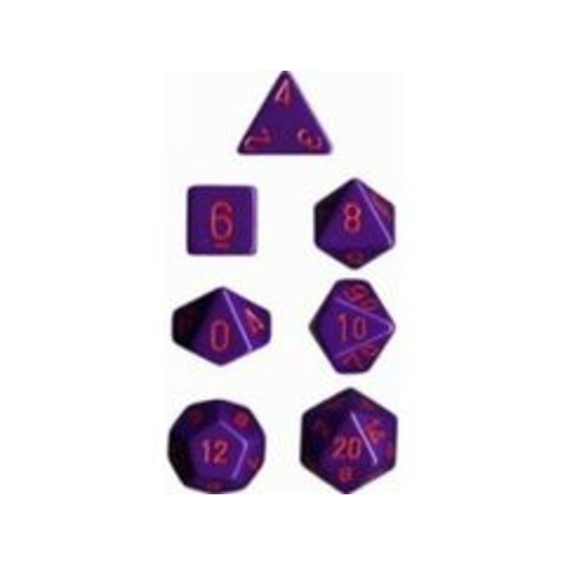 Chessex Dice - Opaque Purple with Red - Set of 7 - CHX 25417