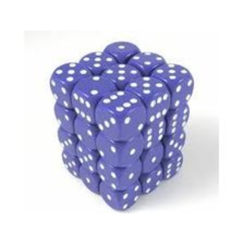 Chessex Dice - Opaque Purple with White - Set of 36 D6 - CHX 25807
