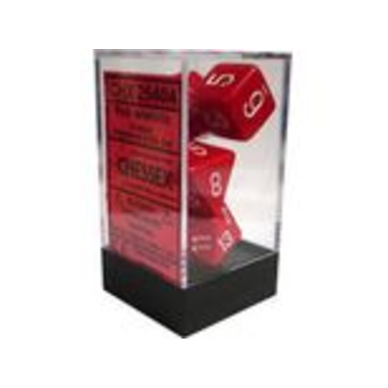 Chessex Dice - Opaque Red with White - Set of 7 - CHX 25804