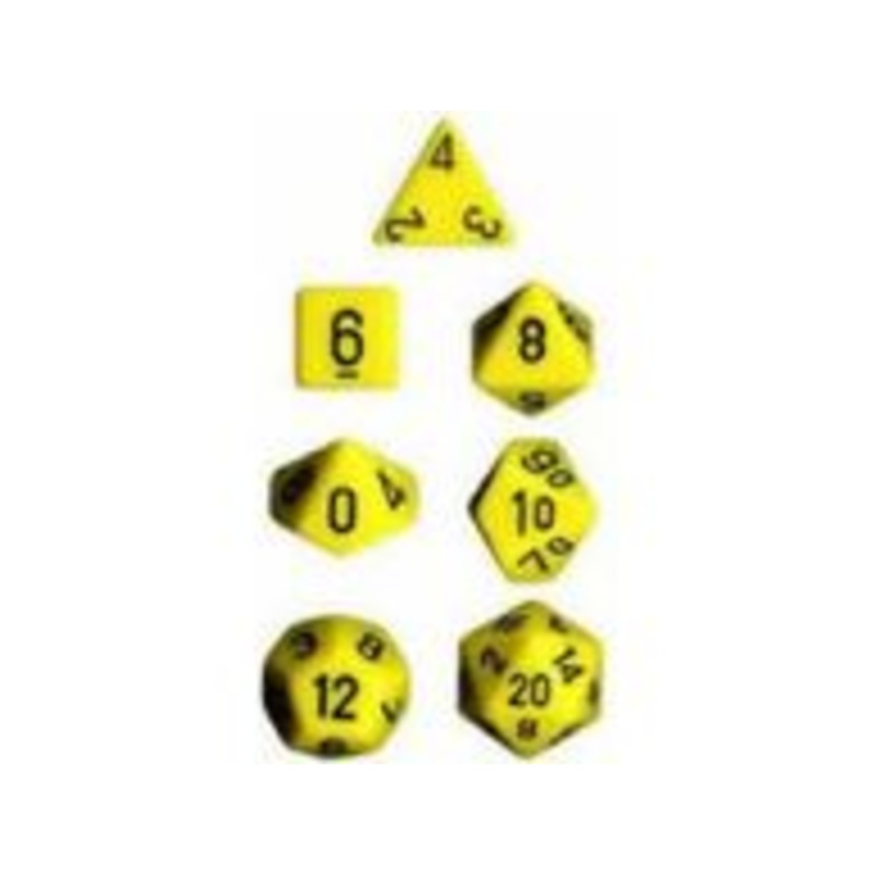 Chessex Dice - Opaque Yellow with Black - Set of 7 - CHX 25402