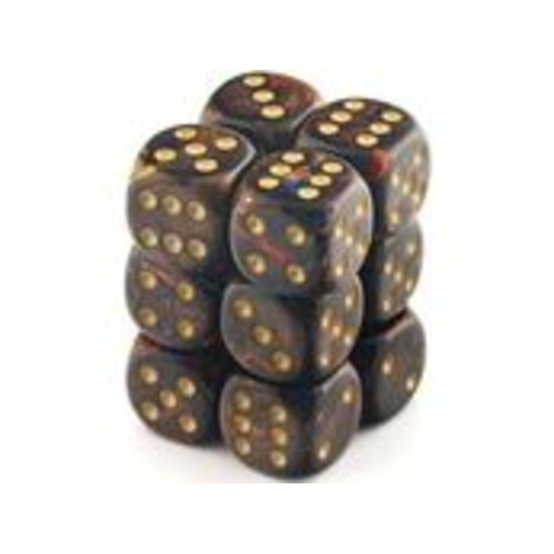 Chessex Dice - Scarab Blue Blood with Gold - Set of 12 D6 - CHX 27619