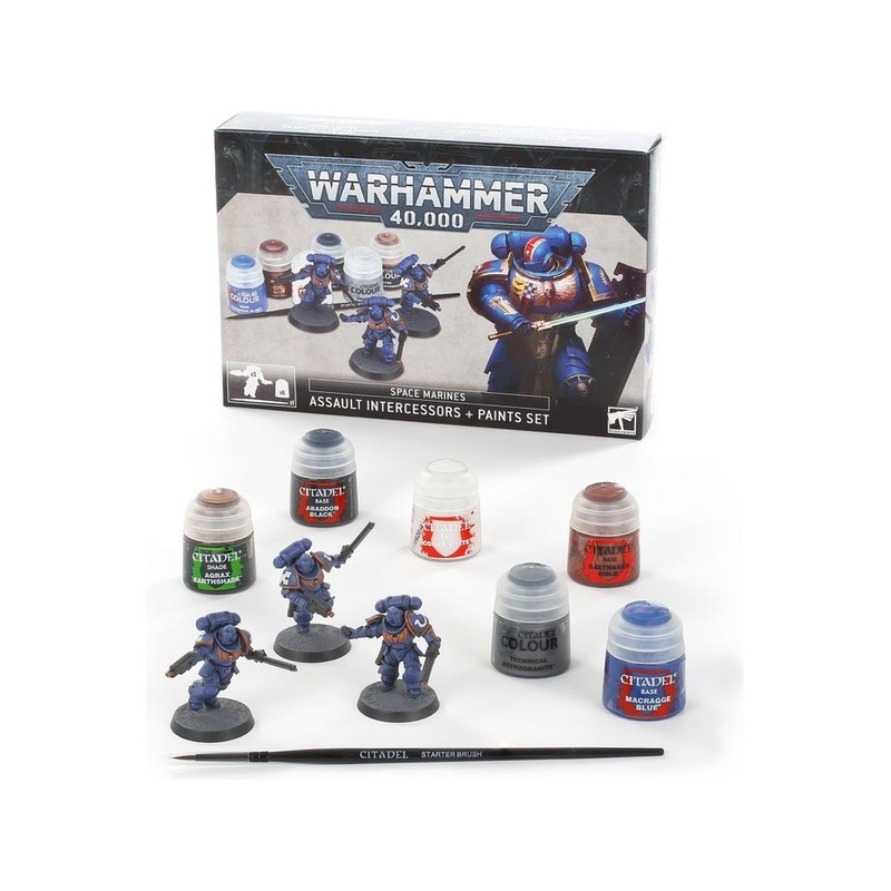 Games Workshop - Warhammer 40K - Space Marines - Assault Intercessors and Paint Set - 60-11