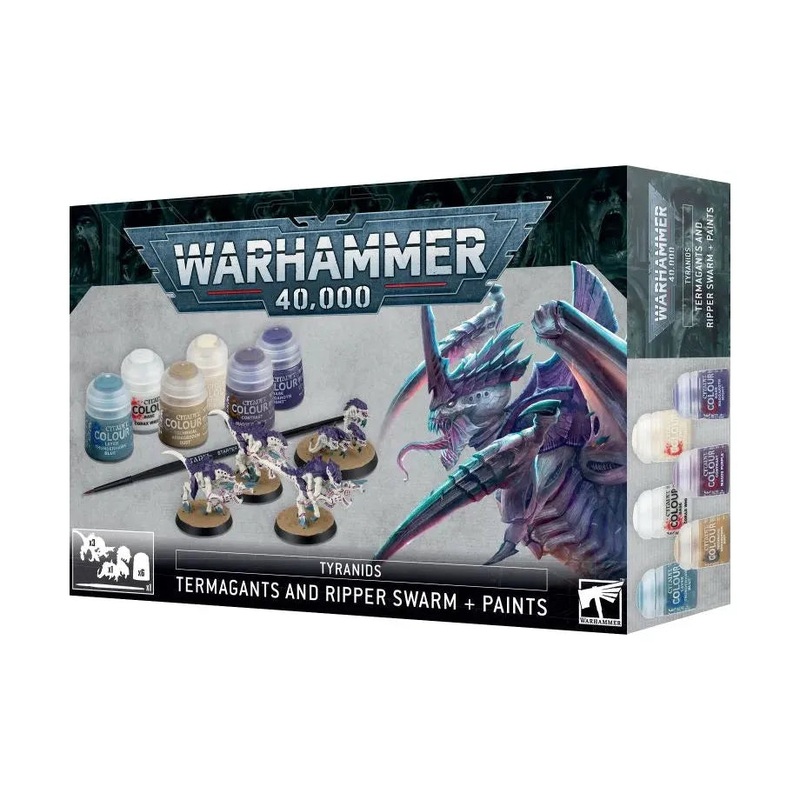 Games Workshop - Warhammer 40K - Tyranids - Termagants and Ripper Swarm and Paint Set - 60-13