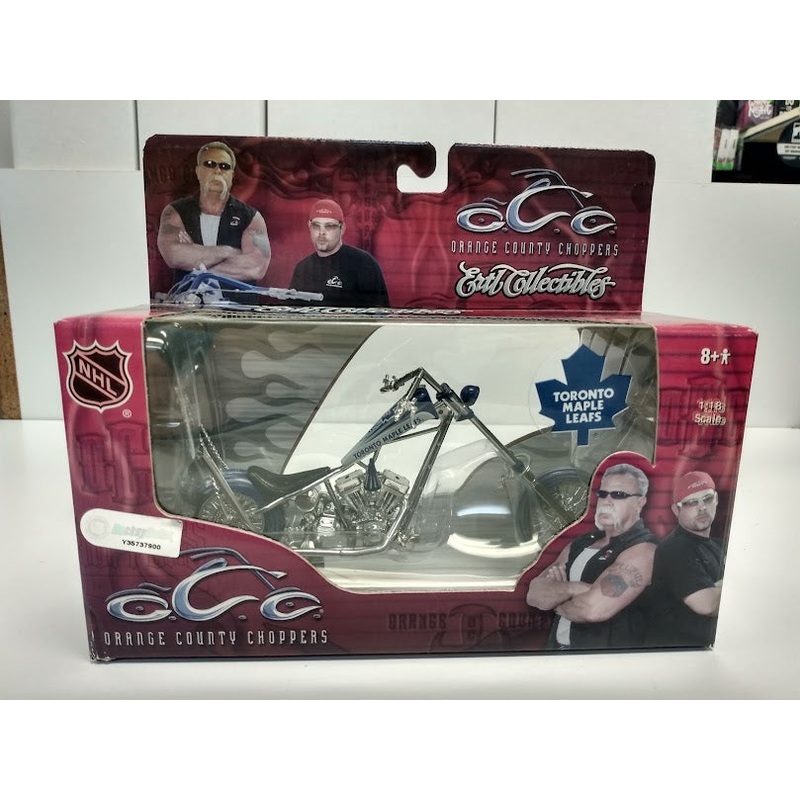 Ertl - NHL - OCC Chopper Motorcycle Series - Toronto Maple Leafs - SUN BLEACHED FRONT AND REAR MAY HAVE LOOSE PIECES