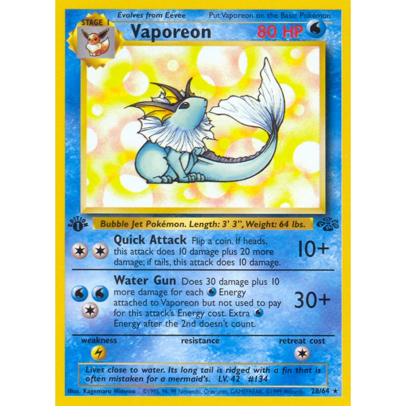Vaporeon (28/64) [Jungle 1st Edition]