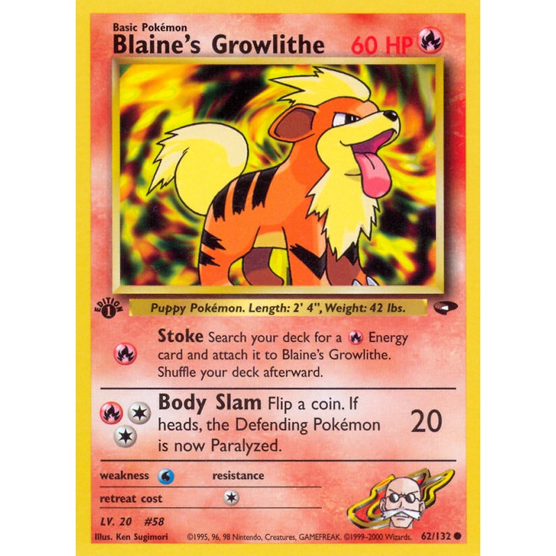 Blaine's Growlithe (62/132) [Gym Challenge 1st Edition]