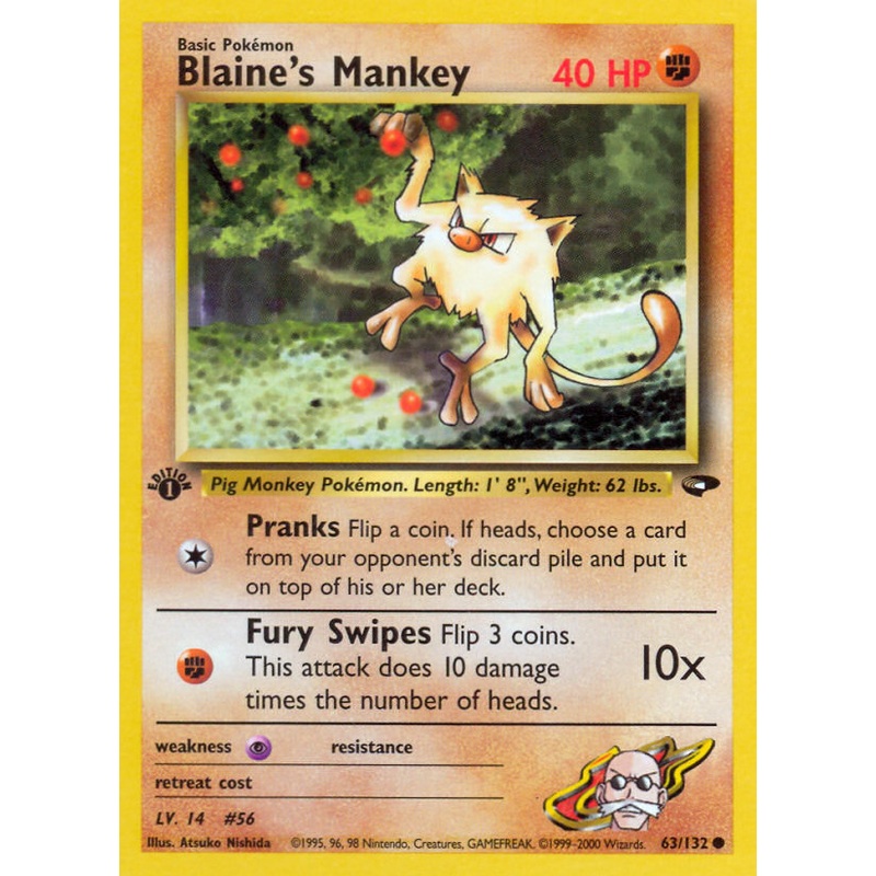 Blaine's Mankey (63/132) [Gym Challenge 1st Edition]