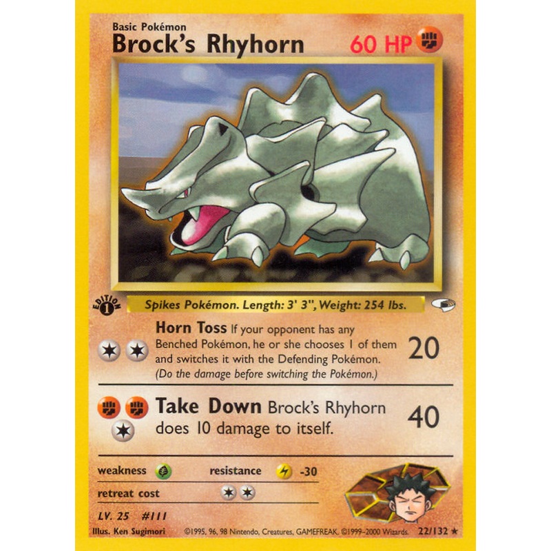 Brock's Rhyhorn (22/132) [Gym Heroes 1st Edition]