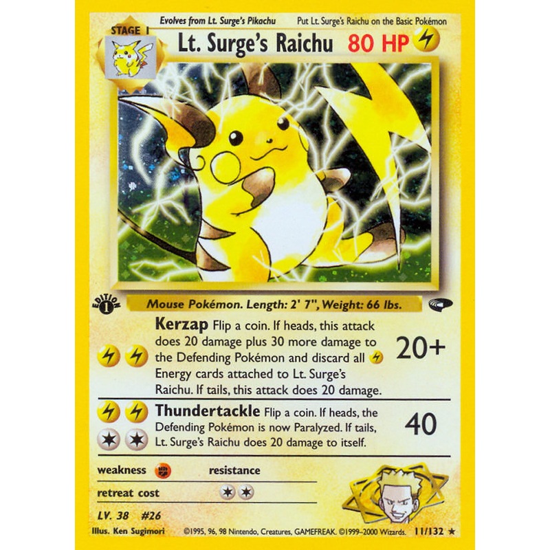 Lt. Surge's Raichu (11/132) [Gym Challenge 1st Edition]