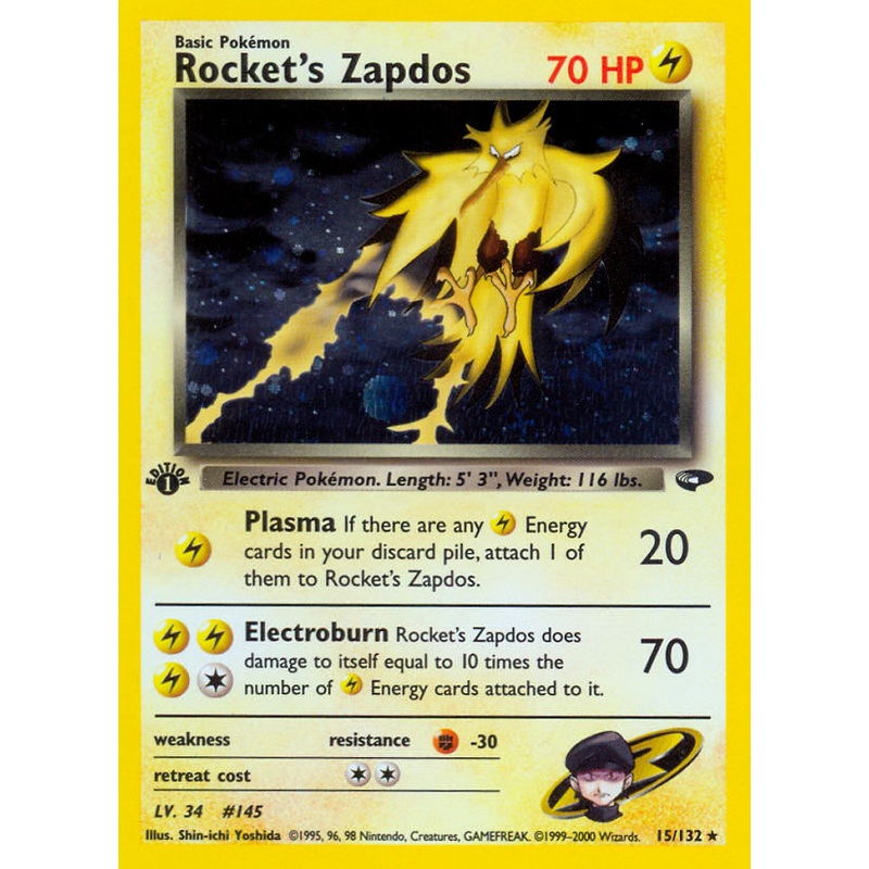 Rocket's Zapdos (15/132) [Gym Challenge 1st Edition]