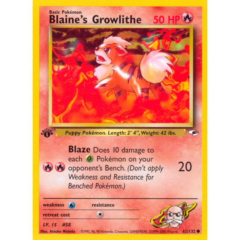 Blaine's Growlithe (62/132) [Gym Heroes 1st Edition]