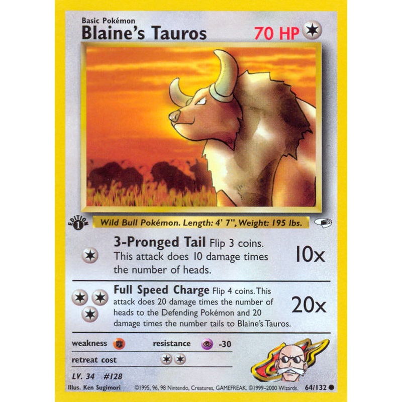 Blaine's Tauros (64/132) [Gym Heroes 1st Edition]