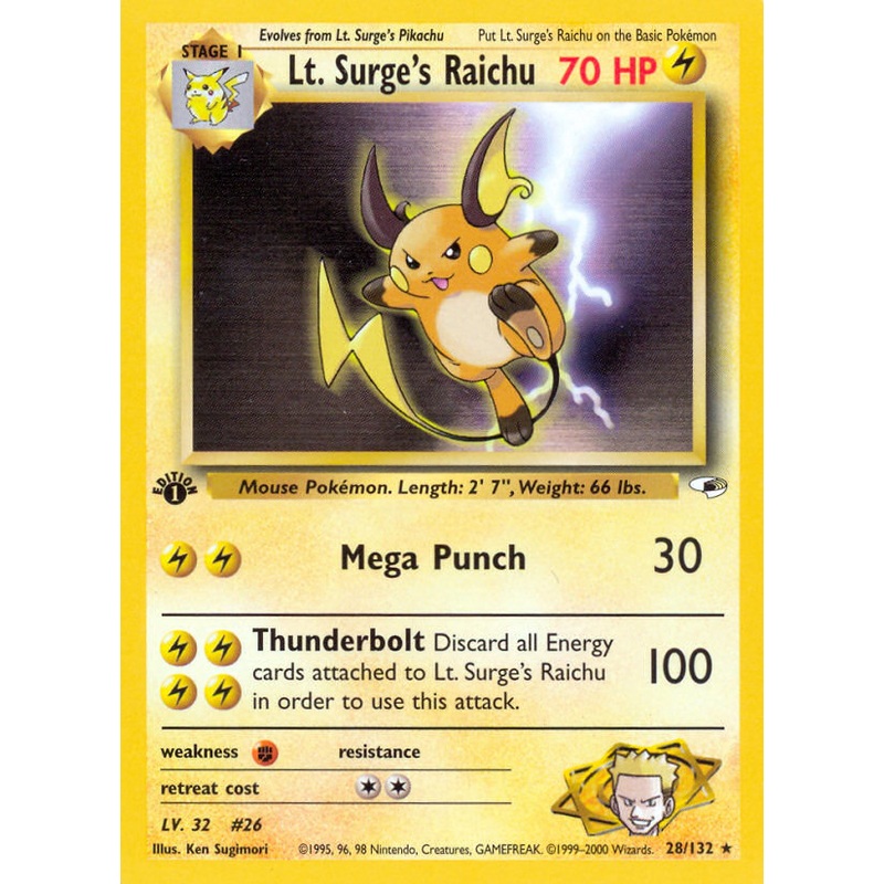 Lt. Surge's Raichu (28/132) [Gym Heroes 1st Edition]