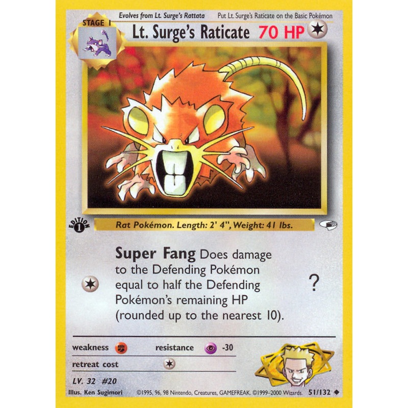 Lt. Surge's Raticate (51/132) [Gym Heroes 1st Edition]