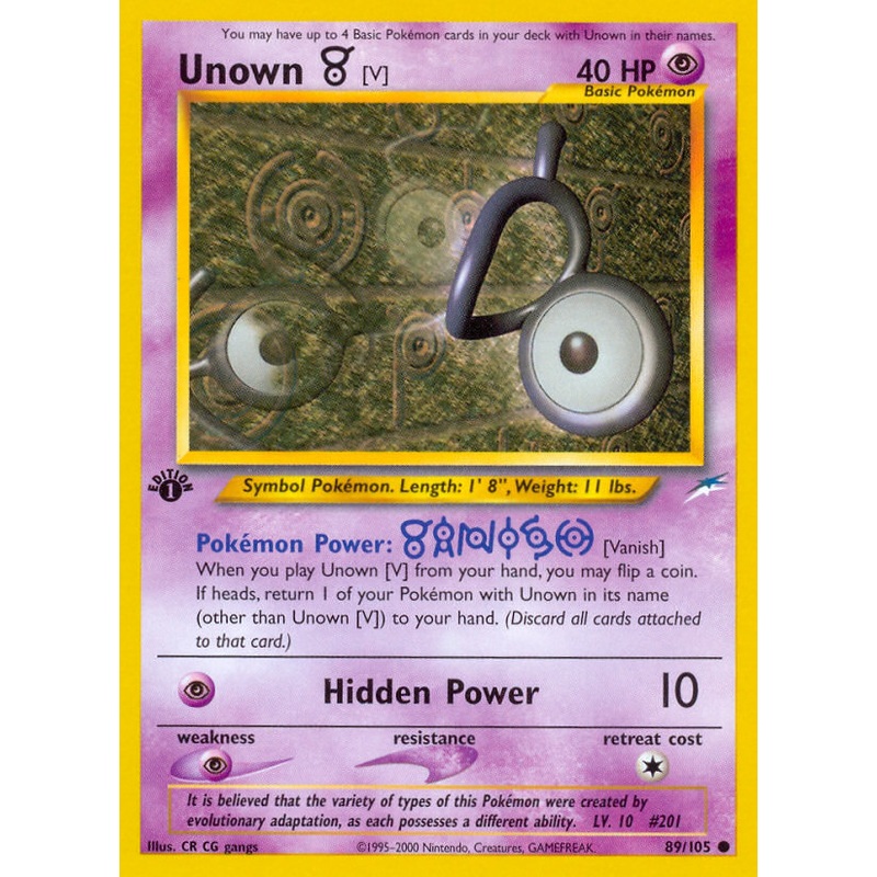 Unown [V] (89/105) [Neo Destiny 1st Edition]