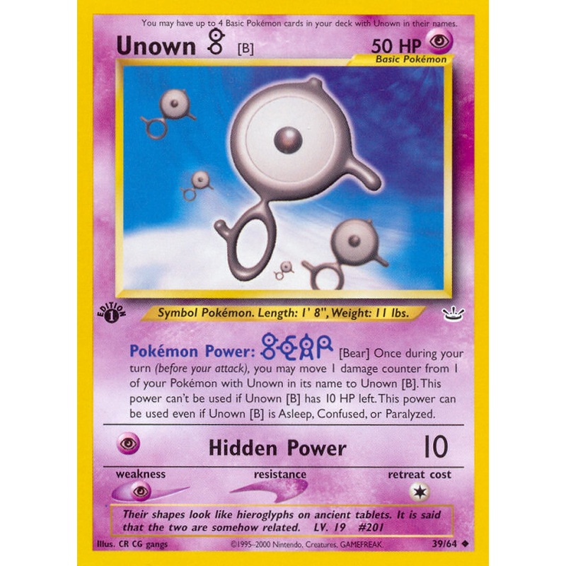 Unown [B] (39/64) [Neo Revelation 1st Edition]