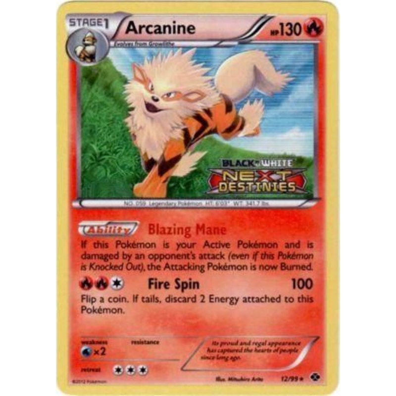 Arcanine (12/99) (Prerelease Promo) [Black & White: Black Star Promos]