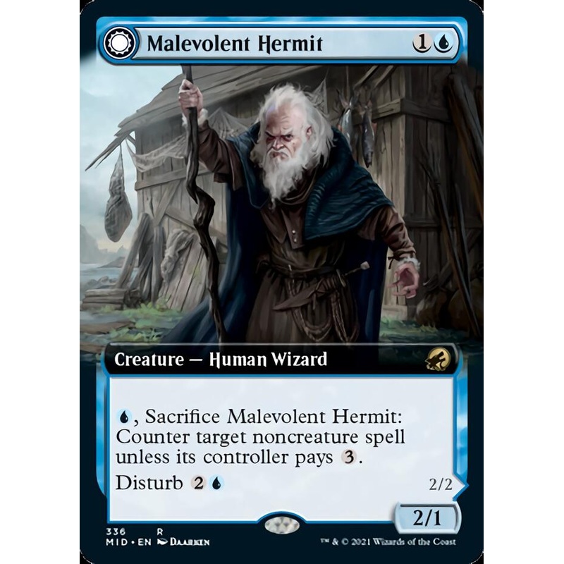 Malevolent Hermit // Benevolent Geist (Extended Art) [Innistrad: Midnight Hunt]