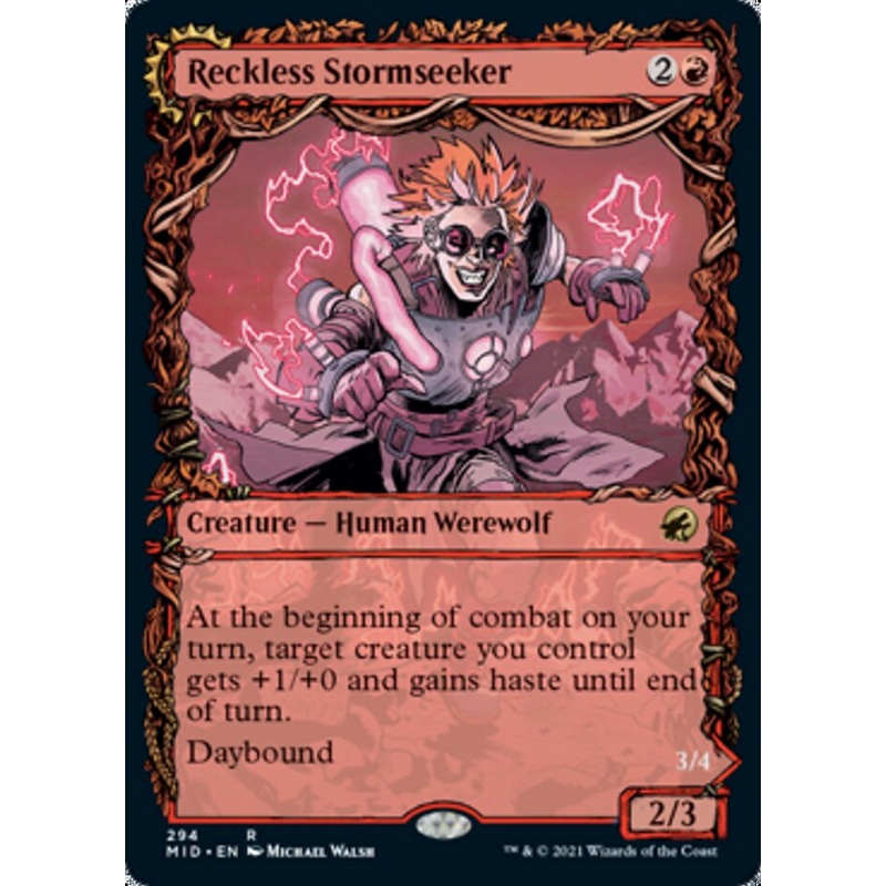 Reckless Stormseeker // Storm-Charged Slasher (Showcase Equinox) [Innistrad: Midnight Hunt]