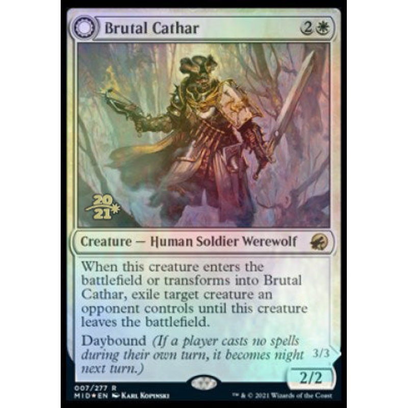 Brutal Cathar // Moonrage Brute [Innistrad: Midnight Hunt Prerelease Promos]