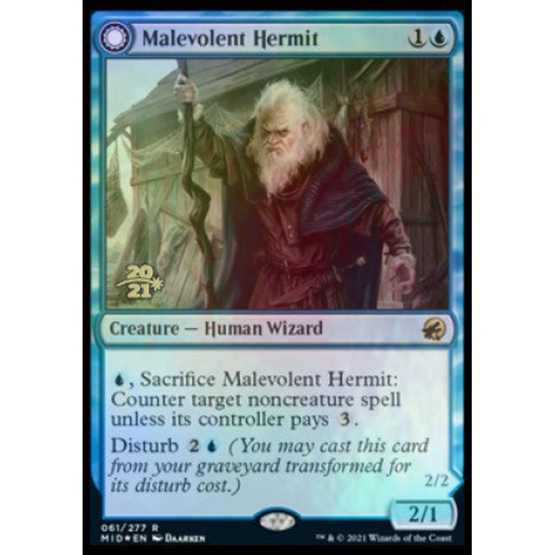 Malevolent Hermit // Benevolent Geist [Innistrad: Midnight Hunt Prerelease Promos]