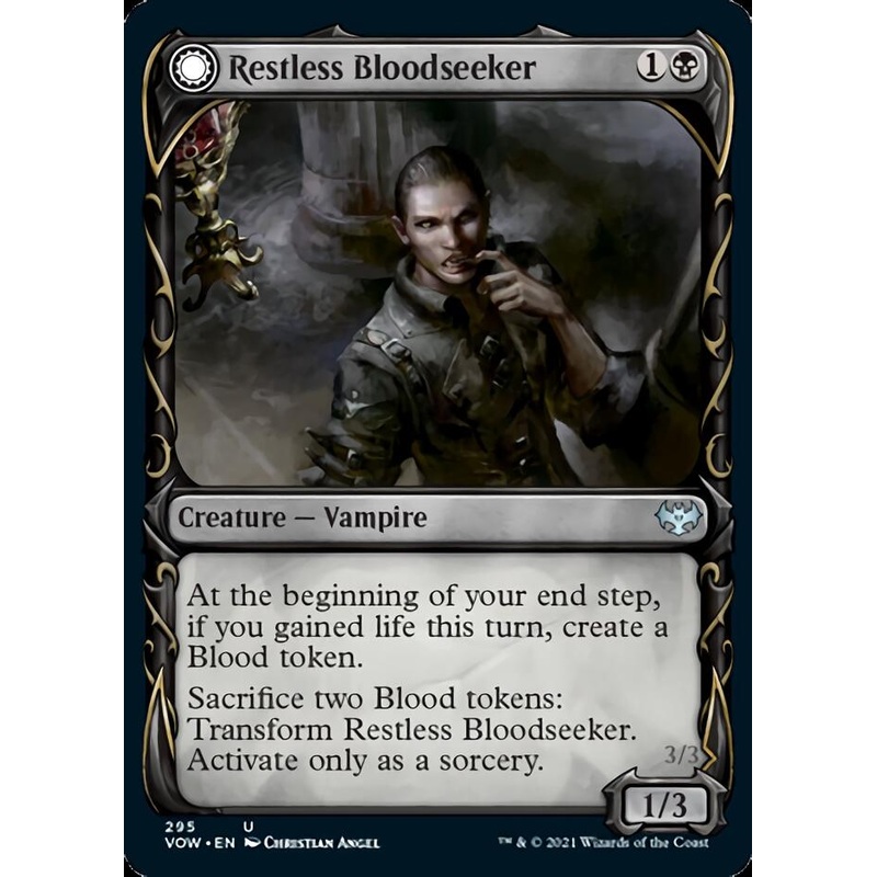 Restless Bloodseeker // Bloodsoaked Reveler (Showcase Fang Frame) [Innistrad: Crimson Vow]