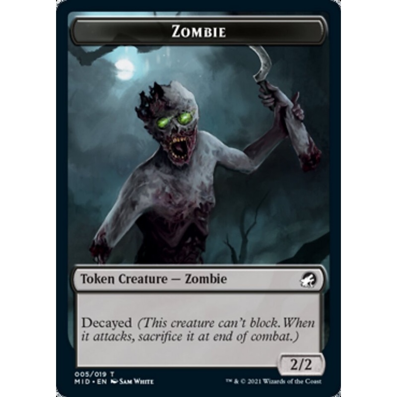 Zombie (005) // Wrenn and Seven Emblem Double-Sided Token [Innistrad: Midnight Hunt Tokens]