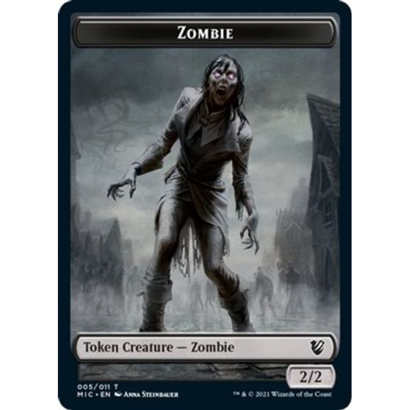 Zombie // Zombie Double-Sided Token (005 MIC/005 MID) [Innistrad: Midnight Hunt Commander Tokens]