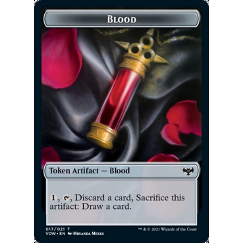 Blood // Chandra, Dressed to Kill Emblem Double-Sided Token [Innistrad: Crimson Vow Tokens]