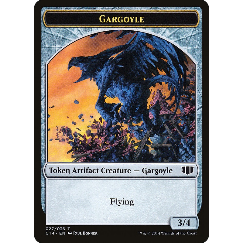 Gargoyle // Elf Warrior Double-Sided Token [Commander 2014 Tokens]