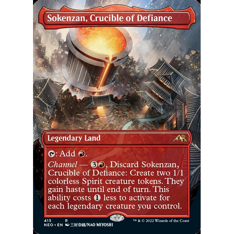 Sokenzan, Crucible of Defiance (Borderless Alternate Art) [Kamigawa: Neon Dynasty]