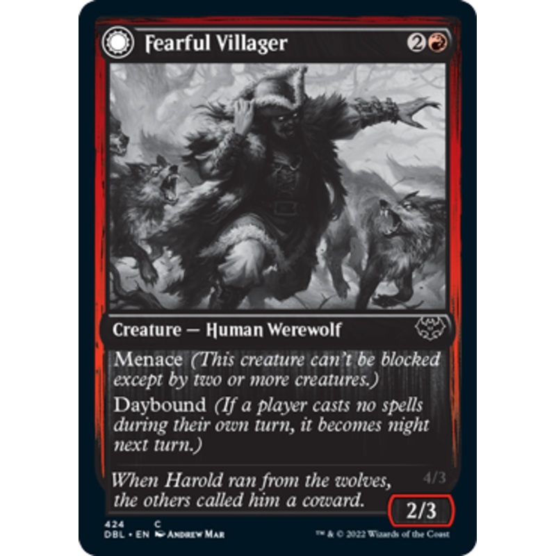 Fearful Villager // Fearsome Werewolf [Innistrad: Double Feature]
