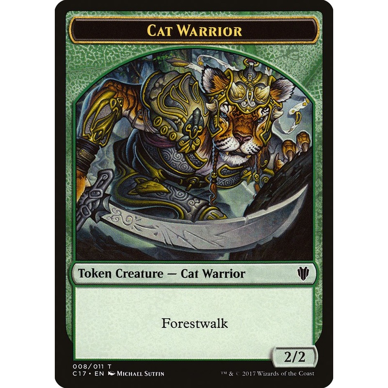 Cat Warrior (008) // Rat (003) Double-Sided Token [Commander 2017 Tokens]