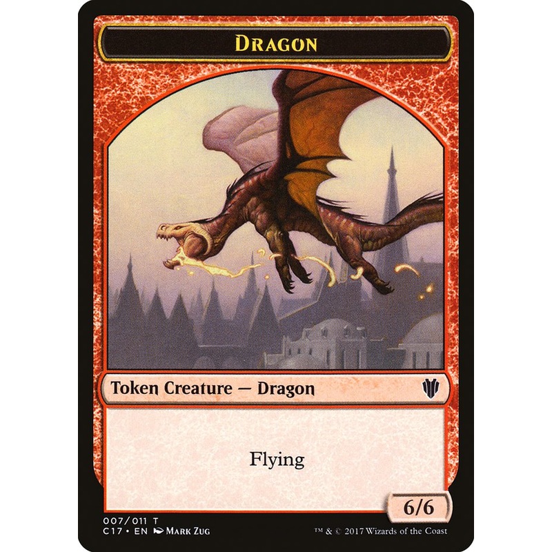 Dragon (007) // Gold (010) Double-Sided Token [Commander 2017 Tokens]