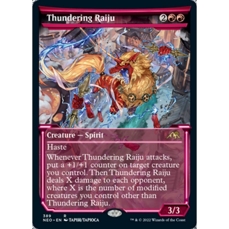 Thundering Raiju (Showcase Soft Glow) [Kamigawa: Neon Dynasty]