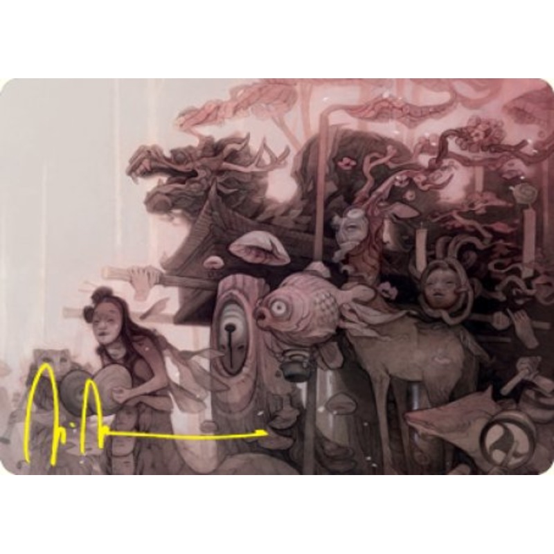 March of Burgeoning Life Art Card (Gold-Stamped Signature) [Kamigawa: Neon Dynasty Art Series]